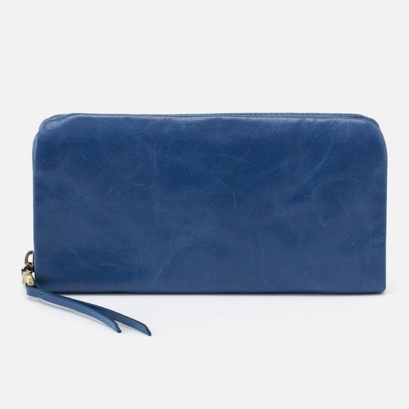 NWT New Hobo Eliza Zip Around Wallet ATLANTIS BLUE Leather Retired Rare